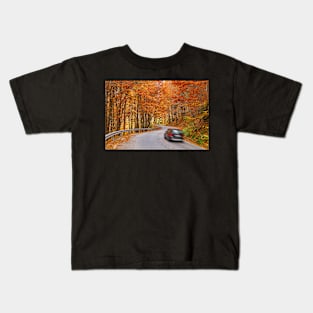 Car speeding through forest Kids T-Shirt